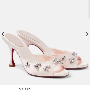 Christian Louboutin Elegant Women's Satin mules with Crystal Embellishment